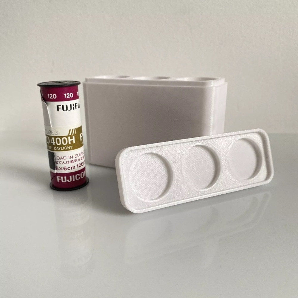 120mm Film holder / storage container - 3D Printed White. Film Not included.